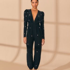 FARM RIO black mirror embroidered jumpsuit